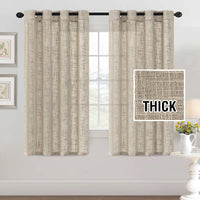 Linen Blended Curtains Natural Linen Textured Light Filtering Nickel Grommet 2 Panel Sets product feature or detail image