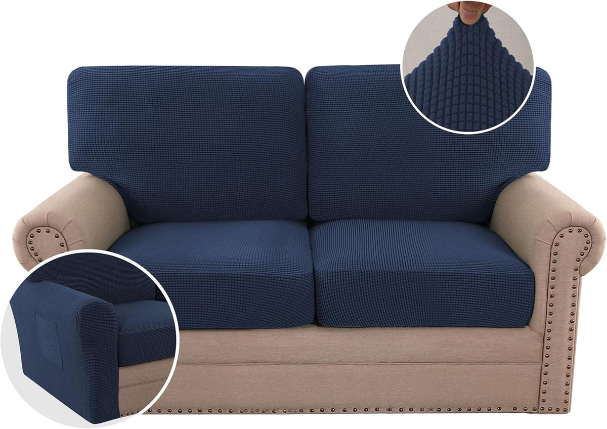H.VERSAILTEX Multi-Pieces Chair Covers Stretch Couch Covers Form Fitted Seat and Back Cushions Covers