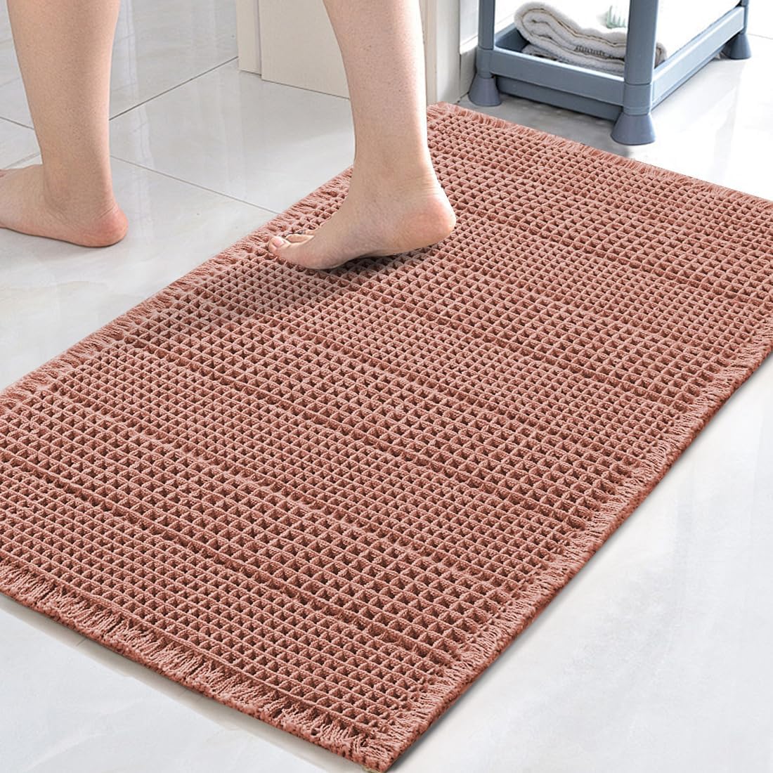 H.VERSAILTEX Absorbent Non-Slip Waffle Bath Mat – Quick Dry & Machine Washable