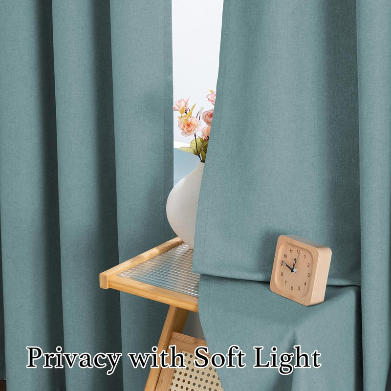 H.VERSAILTEX Linen Textured Kitchen Curtains Thick Faux Linen Room Darkening Grommet 2 Panels