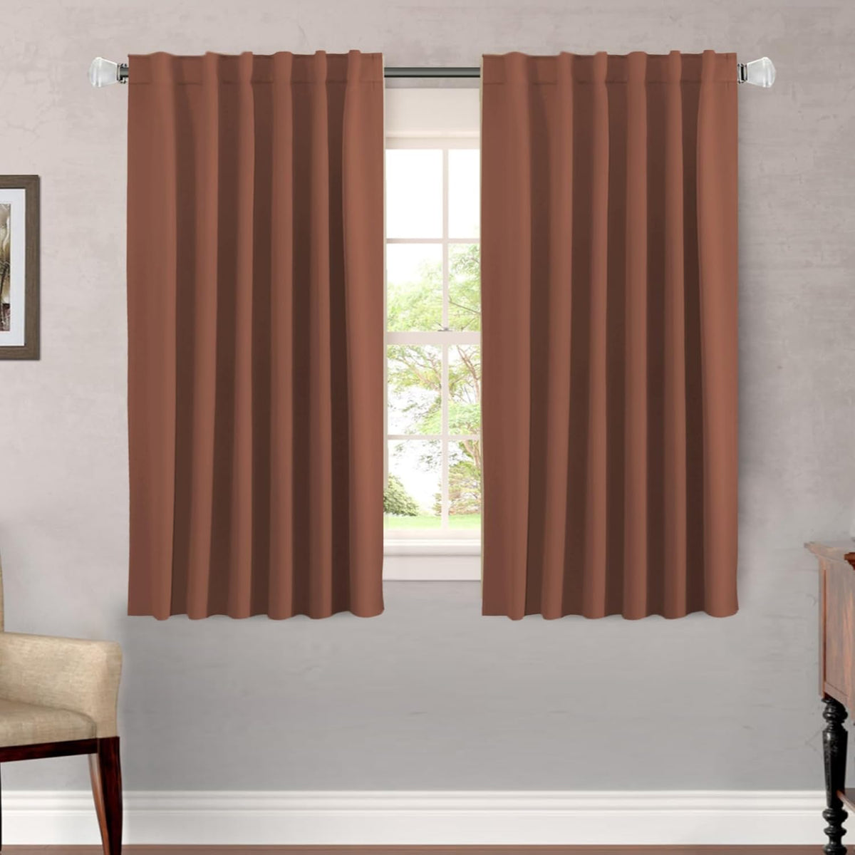 2pcs H.VERSAILTEX Blackout Curtains Thermal Insulated Window Treatment Panels Room Darkening Blackout Drapes for Living Room Back Tab/Rod Pocket Bedroom Draperies