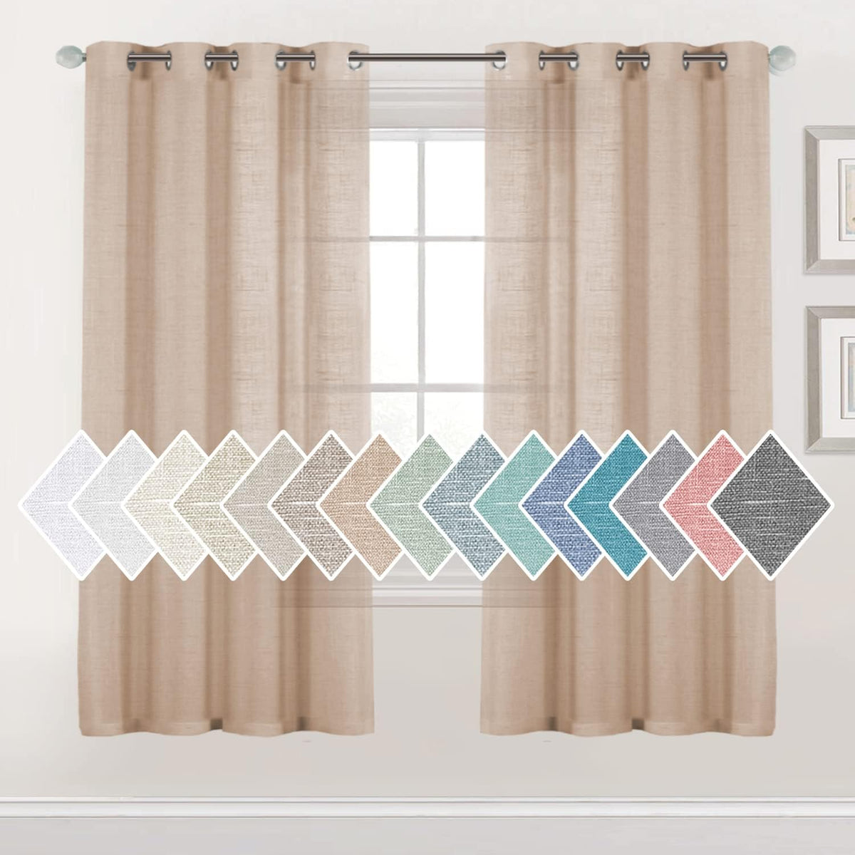 Linen Sheer Curtains Semi Sheer Light Filtering Silver Grommet 2 Panels product feature or detail image