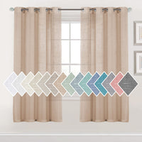 H.VERSAILTEX Linen Sheer Curtains Semi Sheer Light Filtering Window Drapes 2 Panels