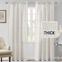 h.versailtx Linen Blended Curtains Light Filtering Burlap Textured Rod Pocket 2 Panel Sets product image