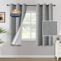 H.VERSAILTEX Chenille Curtains 96 inch Length 2 Panels 100% Blackout Drapes for Bedroom Living Room with White Flocking Coating Back Insulated Anti-Rust Grommet, Heathered Dove Gray(Not Solid)