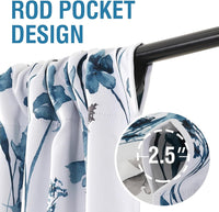 H.VERSAILTEX Tie Up Curtain Double Sided Cattleya Floral Printed Window Valance Balloon Roman Curtain, Rod Pocket - Reversible in Blue/Coral - W 42 x L 36