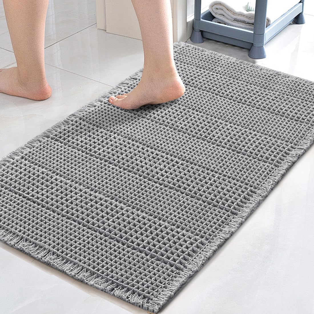 H.VERSAILTEX Absorbent Non-Slip Waffle Bath Mat – Quick Dry & Machine Washable