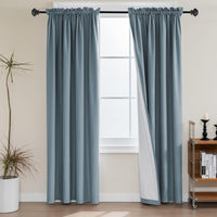 H.VERSAILTEX 100% Blackout Curtains for Kitchen Thermal Insulated Full Blackout Curtains with White Liners Energy Efficiency Window Rod Pocket Draperies