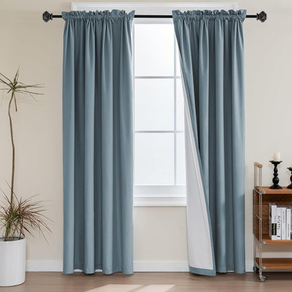 100% Blackout White Liners Window Rod Pocket Curtains