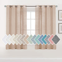 Linen Sheer Curtains Semi Sheer Light Filtering Silver Grommet 2 Panels product feature or detail image