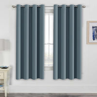 H.VERSAILTEX Stone Blue Blackout Curtains for Bedroom/Living Room 2 Panels Set - Thermal Insulated Room Darkening Grommet Top Blue Curtains