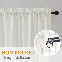 H.VERSAILTEX Sheer Curtains Long Non-See-Through Farmhouse  Privacy Curtains for Living Room Light Filtering Semi Sheer 2 Panels Rod Pocket