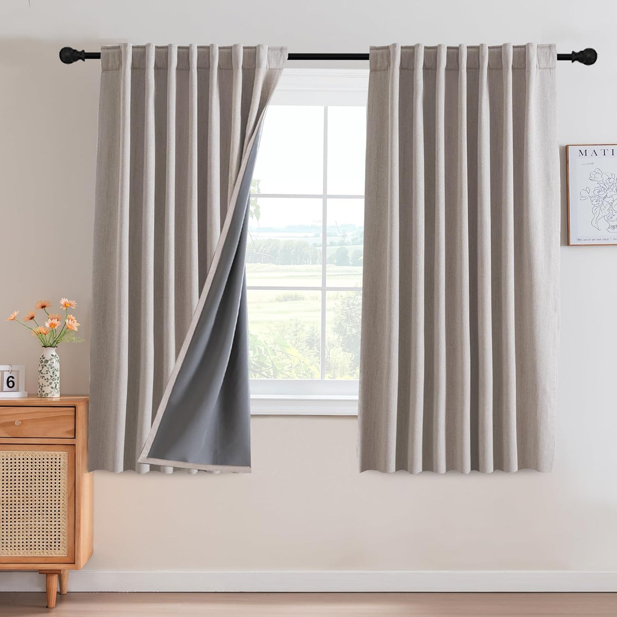 H.VERSAILTEX 100% Blackout Curtains – Back Tab Thermal Insulated Window Drapes, Set of 2