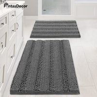 FantasDecor Cushioned Anti-Fatigue Floor Mat,Bathroom Rug Set Mats, 2 Piece Floor Mats