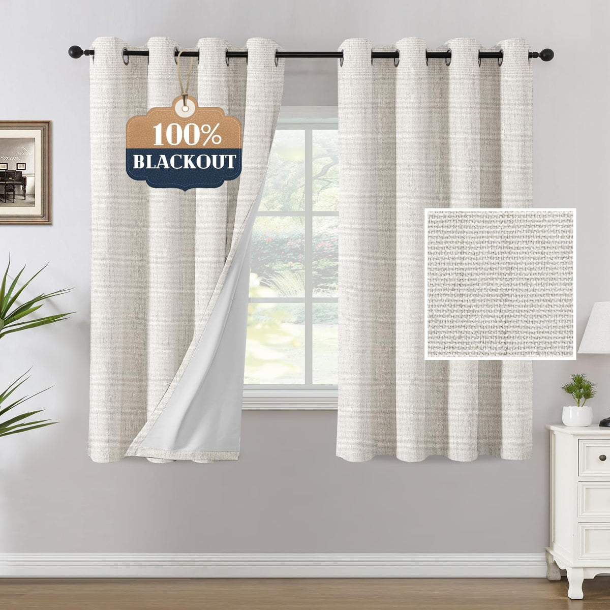 H.VERSAILTEX Chenille Curtains 96 inch Length 2 Panels 100% Blackout Drapes for Bedroom Living Room with White Flocking Coating Back Insulated Anti-Rust Grommet, Heathered Dove Gray(Not Solid)