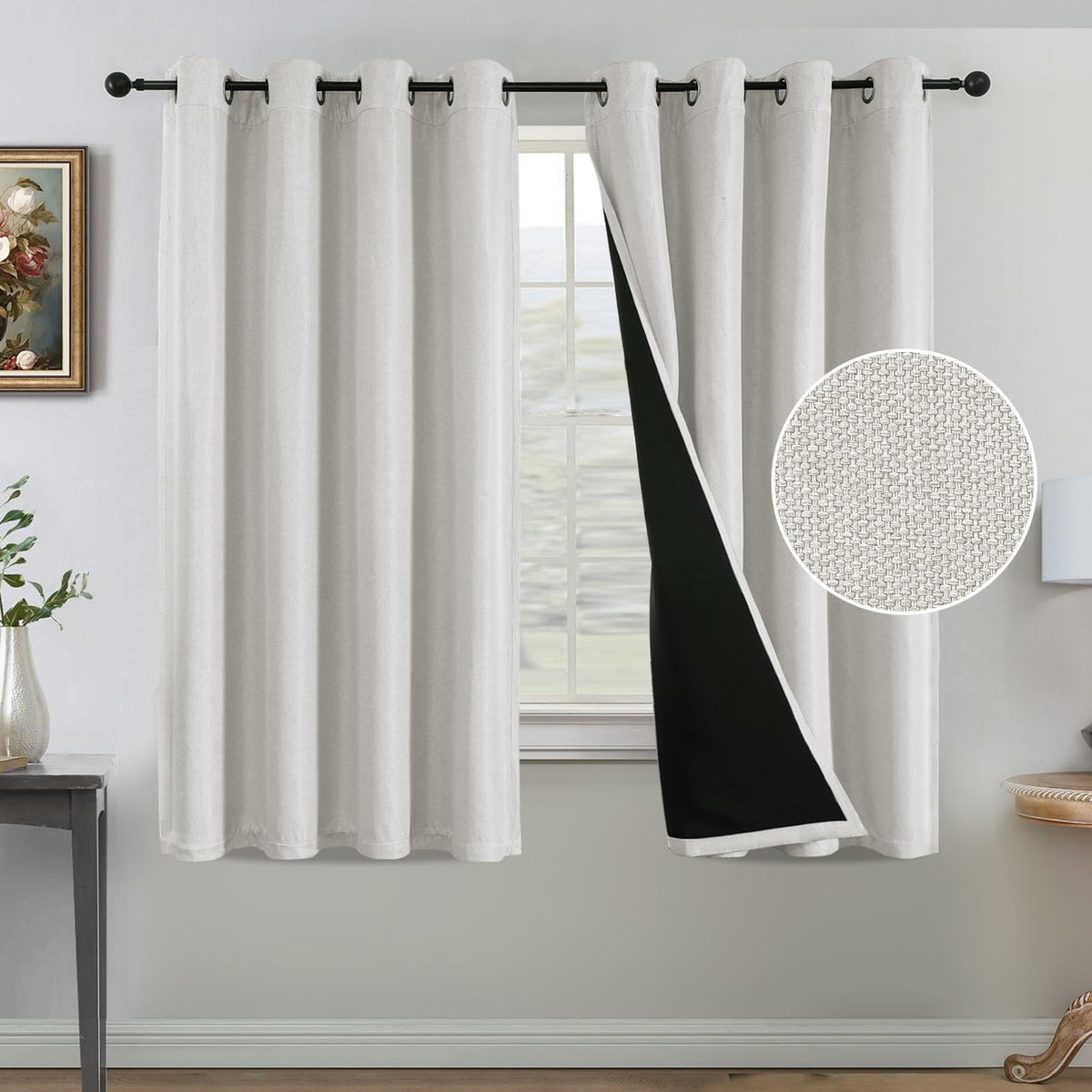 H.VERSAILTEX Farmhouse Boho Curtains for Living Room 90% Blackout Energy Efficient Grommet 2 Panels
