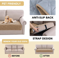 H.VERSAILTEX Chenille Couch Cover Fuzzy Sofa Cover Anti Slip Washable with Strap for Pets