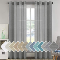 2pcs H.VERSAILTEX Natural Linen Sheer Curtains Flax Linen Blended Curtain Panels Living Room Sheer Curtains, Nickel Grommet Semitransparent Semi-Sheer Soft Privacy Drapes