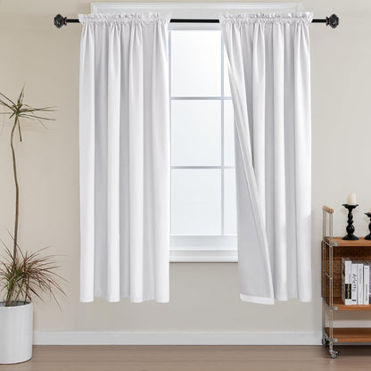 100% Blackout White Liners Window Rod Pocket Curtains