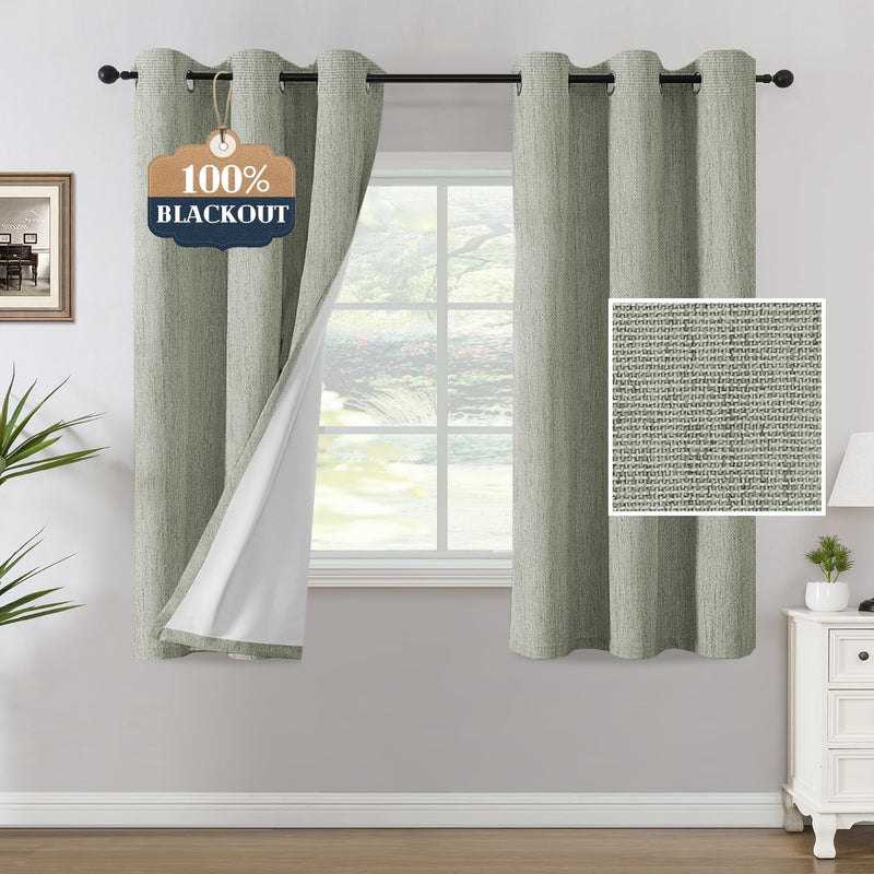 Chenille 100% Blackout Curtains for Bedroom Living Room Thermal Insulated Grommet 2 Panels product feature or detail image