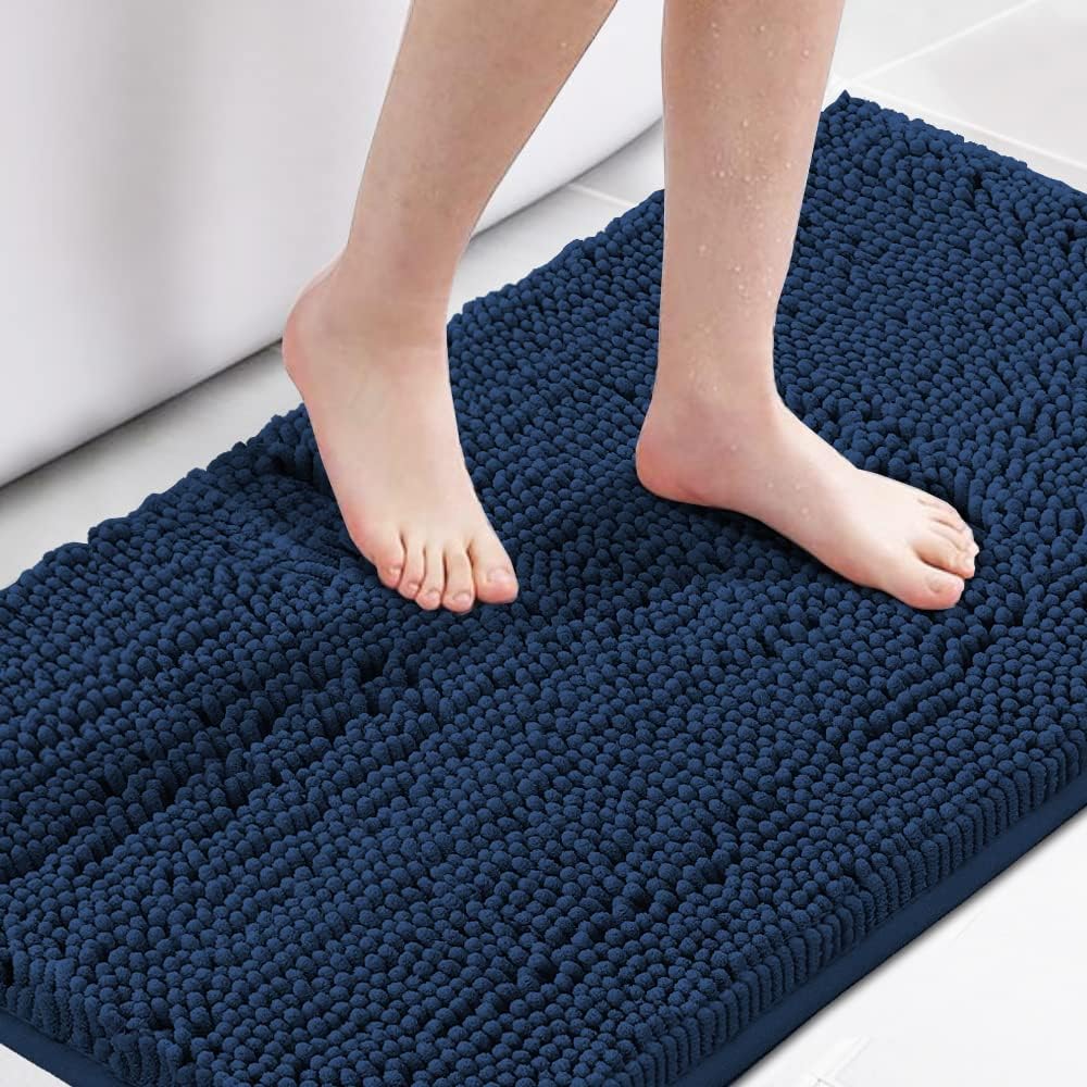H.VERSAILTEX Navy Blue Bath Rug, Bath Mat Non Slip Bath Mats for Bath