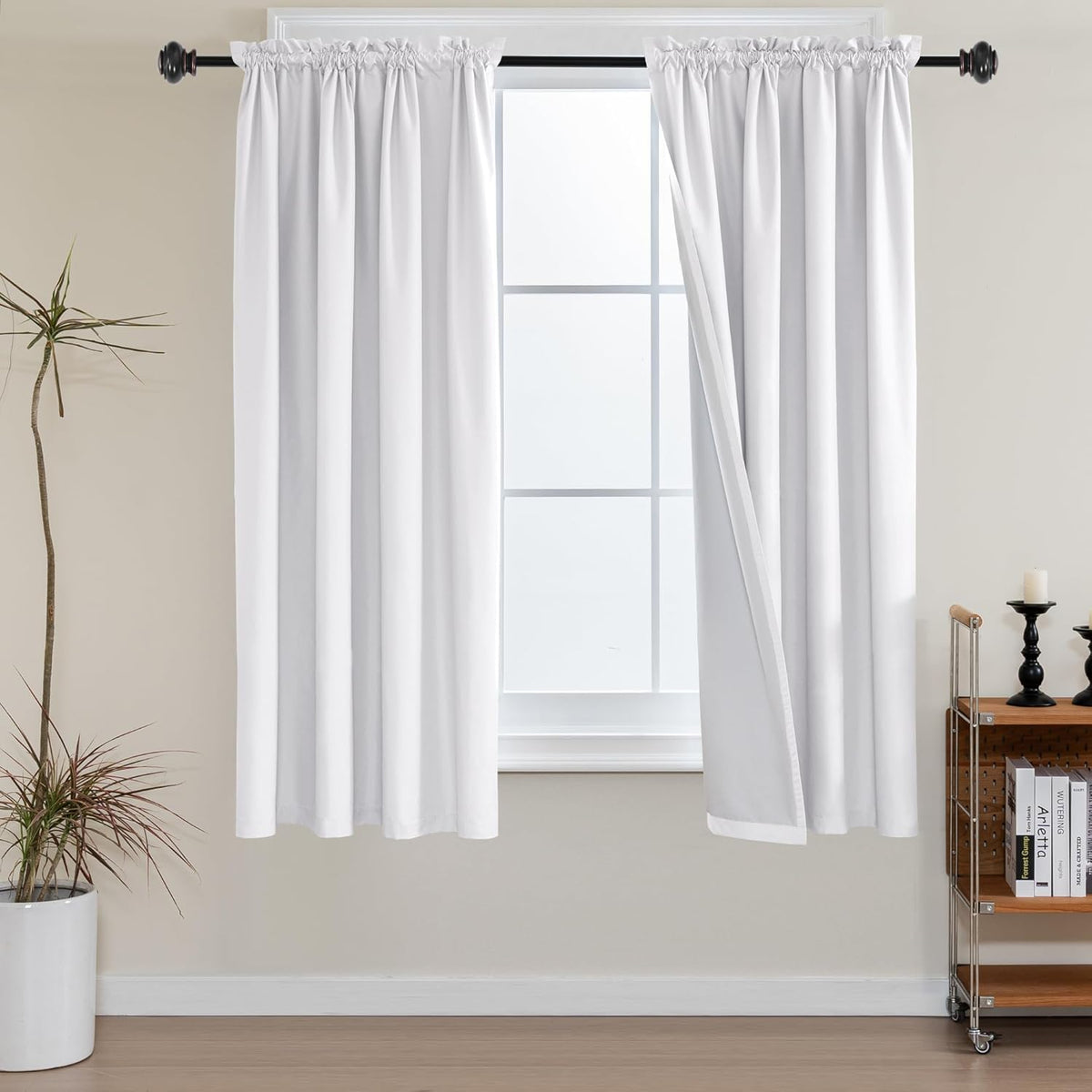 H.VERSAILTEX 100% Blackout Curtains for Kitchen Thermal Insulated Full Blackout Curtains with White Liners Energy Efficiency Window Rod Pocket Draperies