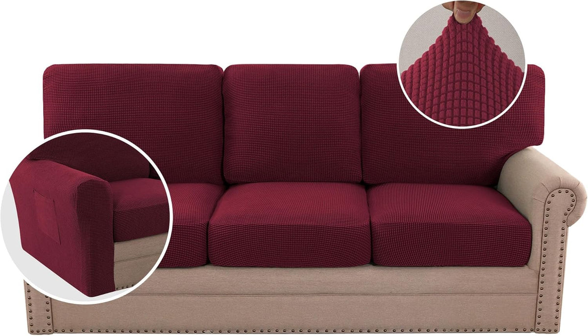 H.VERSAILTEX Multi-Pieces Chair Covers Stretch Couch Covers Form Fitted Seat and Back Cushions Covers