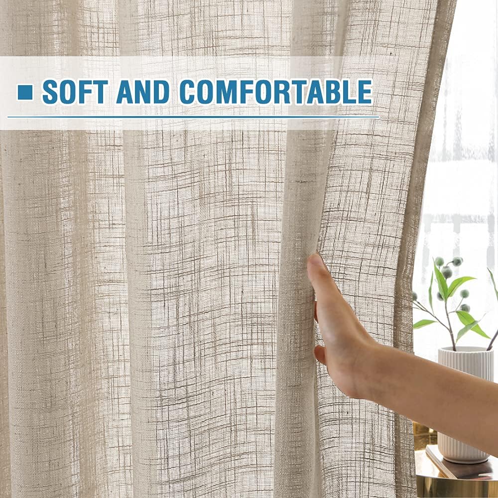 Linen Blended Curtains Natural Linen Textured Light Filtering Nickel Grommet 2 Panel Sets product feature or detail image