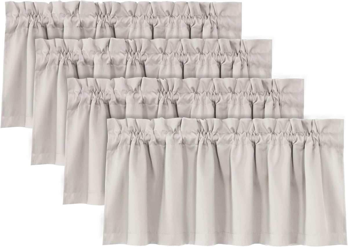 H.VERSAILTEX 100% Blackout Valances for Windows,Kitchen Window Valances Short Grey Window Valance Curtains for Living Room/Bedroom/Bathroom Privacy Decorative Rod Pocket,2 Pack, 52" x 18", Dove Gray