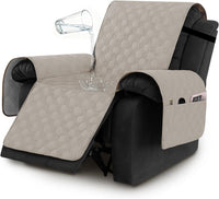 H.VERSAILTEX 100% Waterproof Recliner Chair Covers, Recliner Covers Non-Slip Stay in Place, Thick Cover for Recliner Chair with Pocket, Dog Couch Cover Protector Washable(Beige, 28")