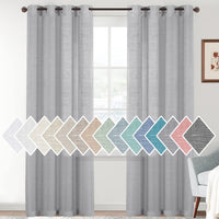 Linen Sheer Curtains Semi Sheer Light Filtering Silver Grommet 2 Panels product feature or detail image