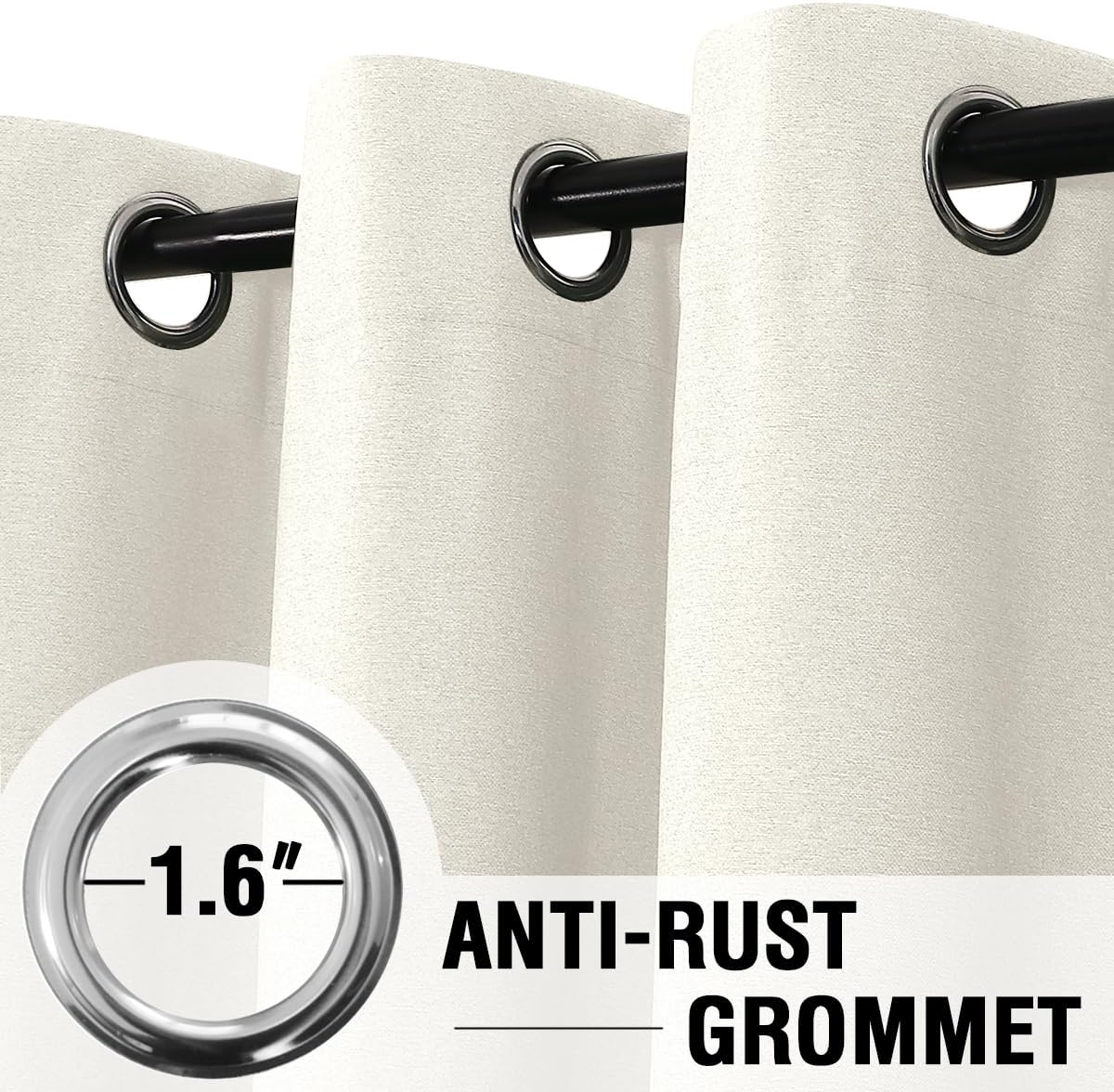 H.VERSAILTEX Elegant Full Coverage Linen 100% Blackout Drapes Heat Blocking Curtains Bedroom Curtain- Ideal for Undisturbed Sleep & Energy Efficiency, 52x84 Inch, Heather Pale Oak(Not Solid)