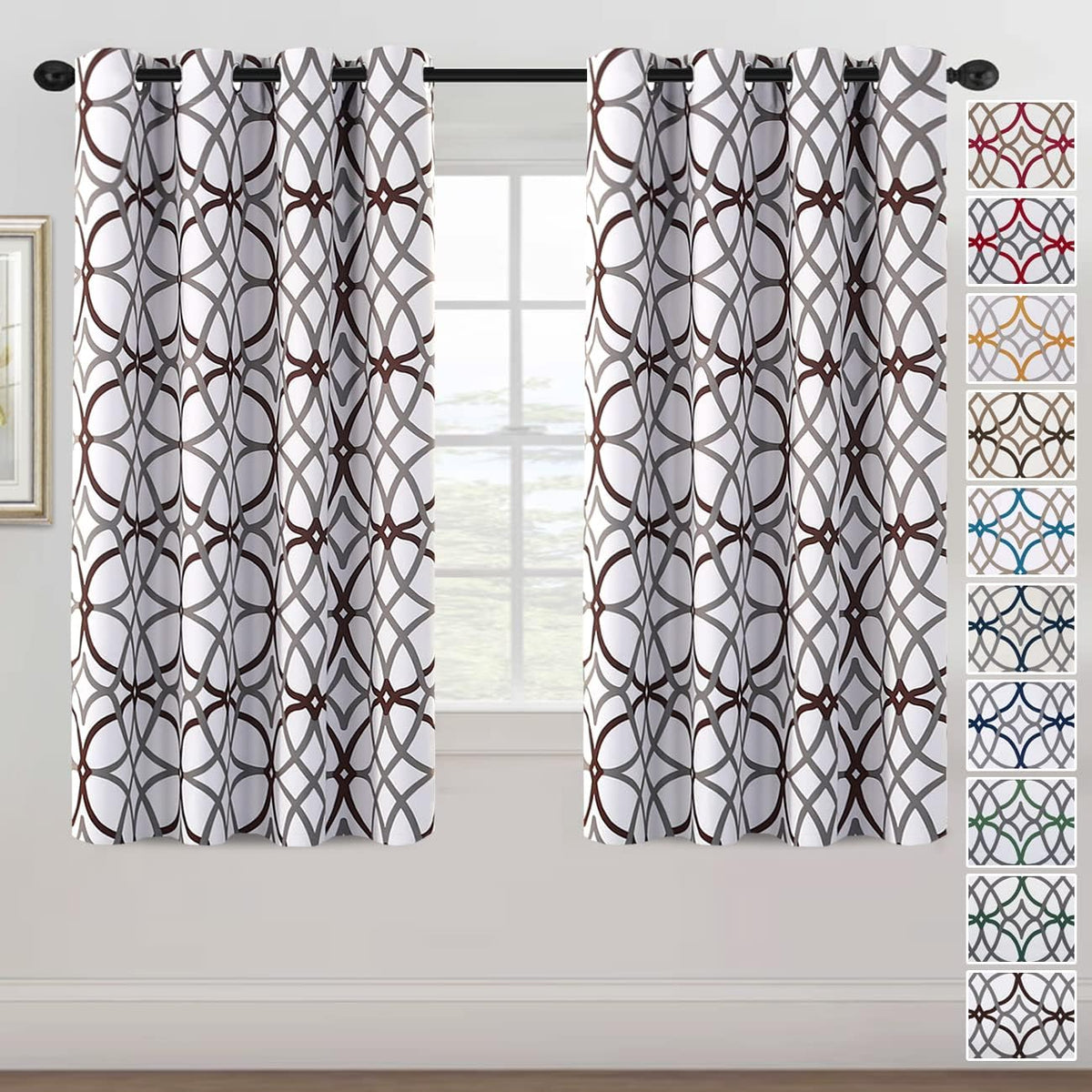 H.VERSAILTEX Blackout Curtains for Bedroom Printed Design 96 Inch Thermal Insulated 2 Panels