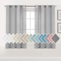 H.VERSAILTEX Linen Sheer Curtains Semi Sheer Light Filtering Window Drapes 2 Panels
