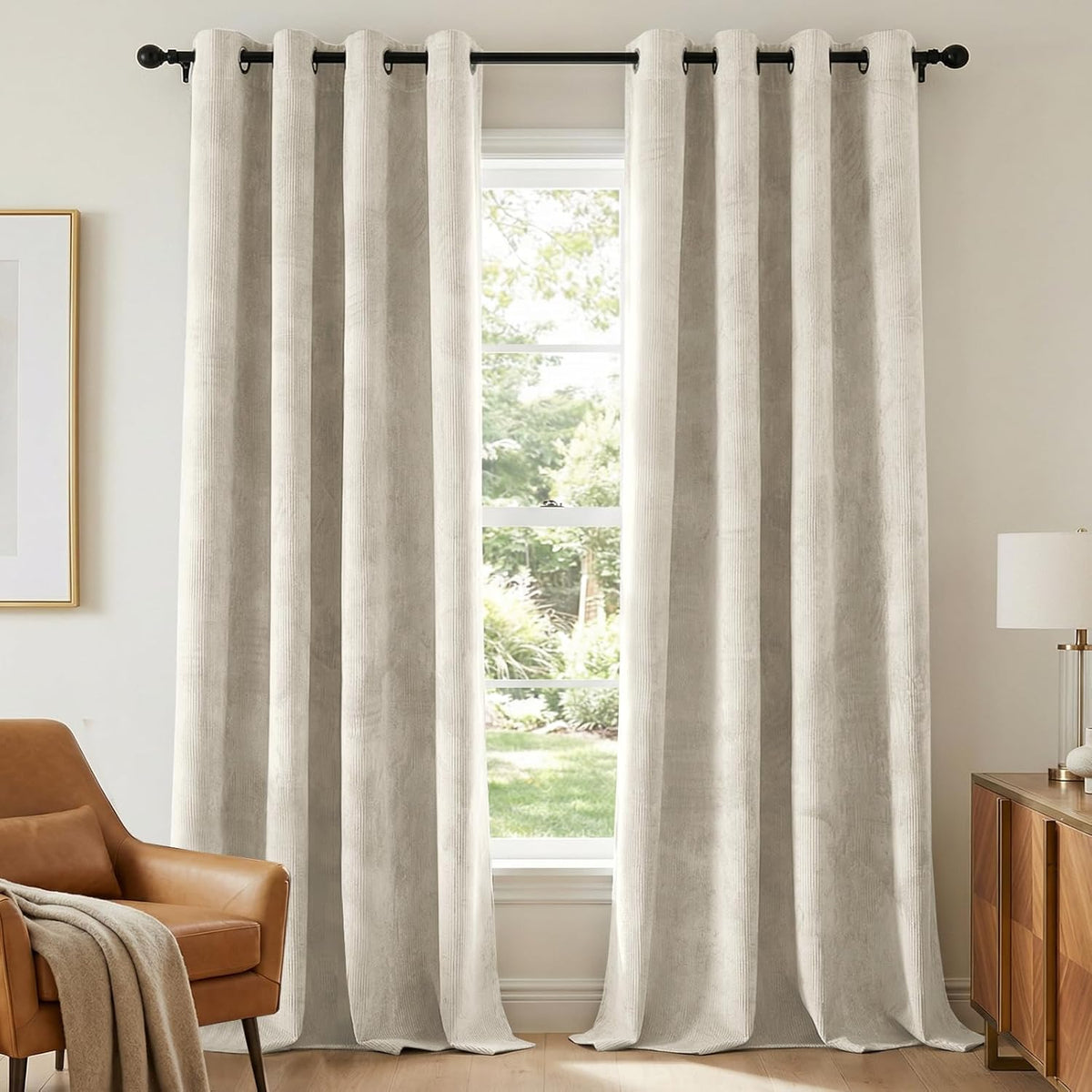 H.VERSAILTEX Velvet 100% Blackout Curtains for Living Room Full Light Blocking Curtains Thermal Insulated Room Window Drapes Soft Luxury Curtains Grommet Top 2 Panels (55" W x 96" L, Stone Blue)