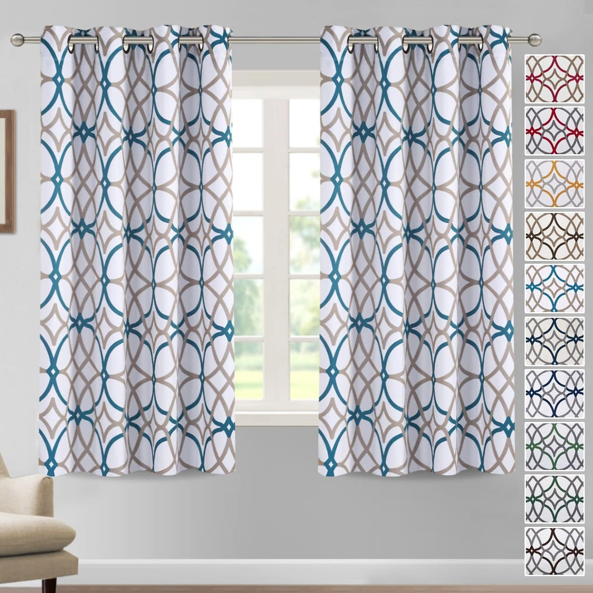 H.VERSAILTEX Blackout Curtains for Bedroom Printed Design 96 Inch Thermal Insulated 2 Panels