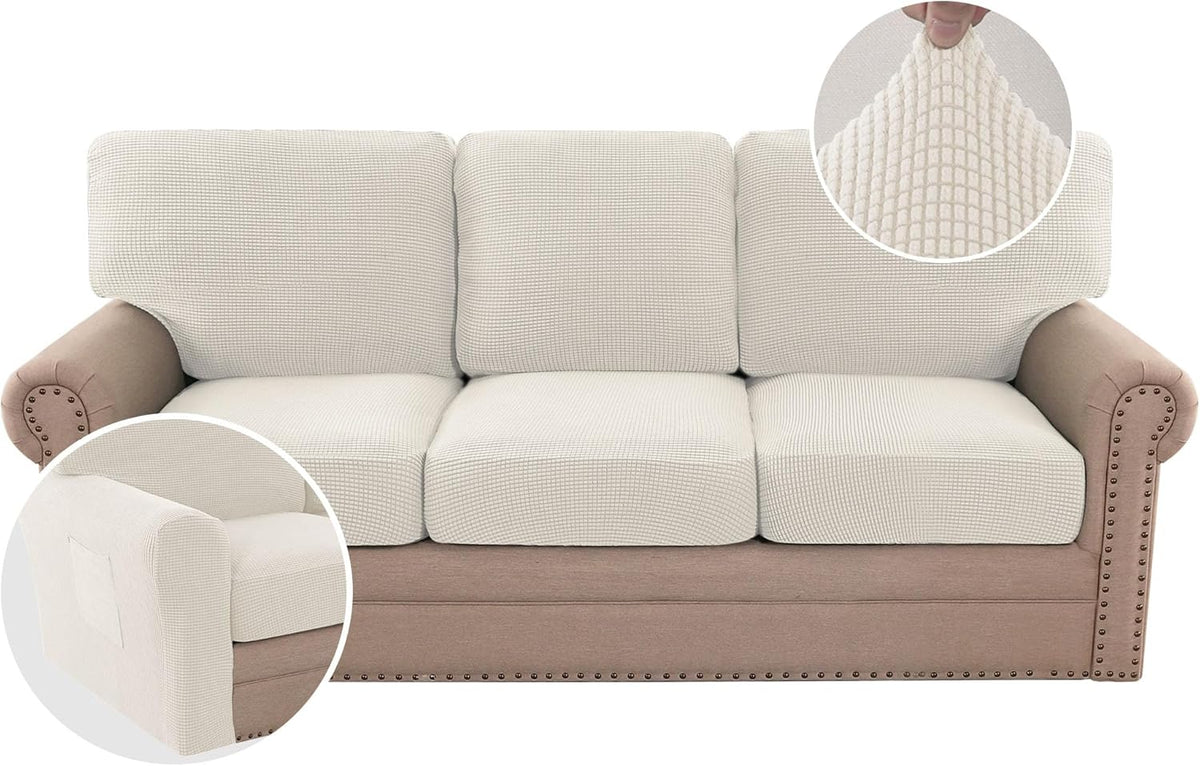 H.VERSAILTEX Multi-Pieces Chair Covers Stretch Couch Covers Form Fitted Seat and Back Cushions Covers