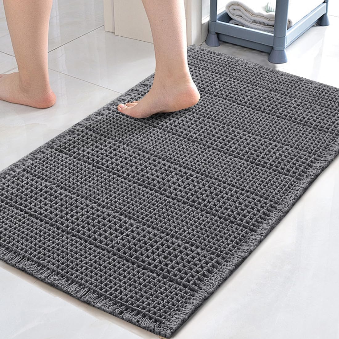 H.VERSAILTEX Absorbent Non-Slip Waffle Bath Mat – Quick Dry & Machine Washable