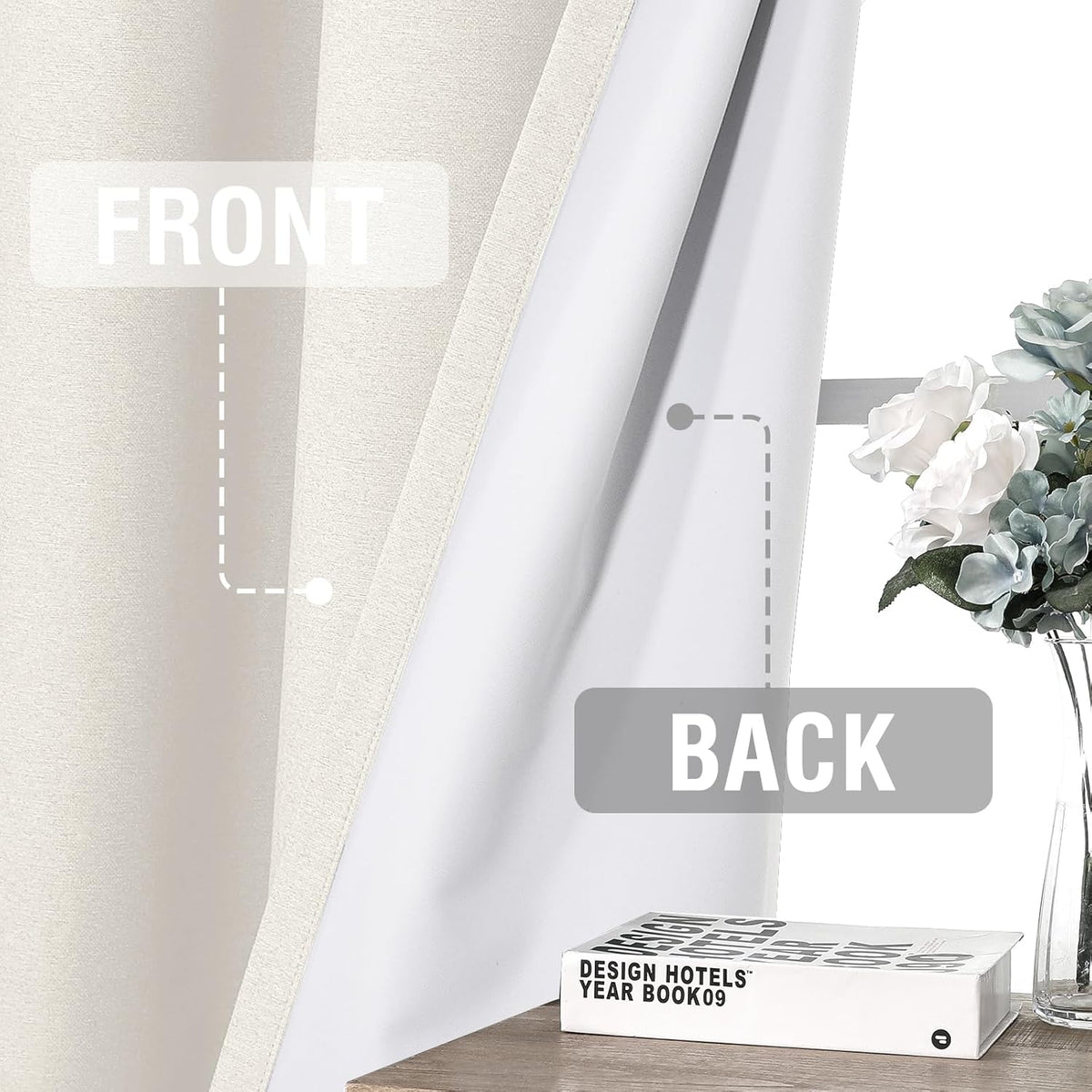 H.VERSAILTEX Elegant Full Coverage Linen 100% Blackout Drapes Heat Blocking Curtains Bedroom Curtain- Ideal for Undisturbed Sleep & Energy Efficiency, 52x84 Inch, Heather Pale Oak(Not Solid)