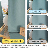 H.VERSAILTEX Grommet Natural Linen Textured Kitchen Curtains 45 inch Length, Thick Faux Linen Room Darkening Window Treatment Set for Farmhouse/Bedroom 52W x 45L,2 Panels,Heather Aqua