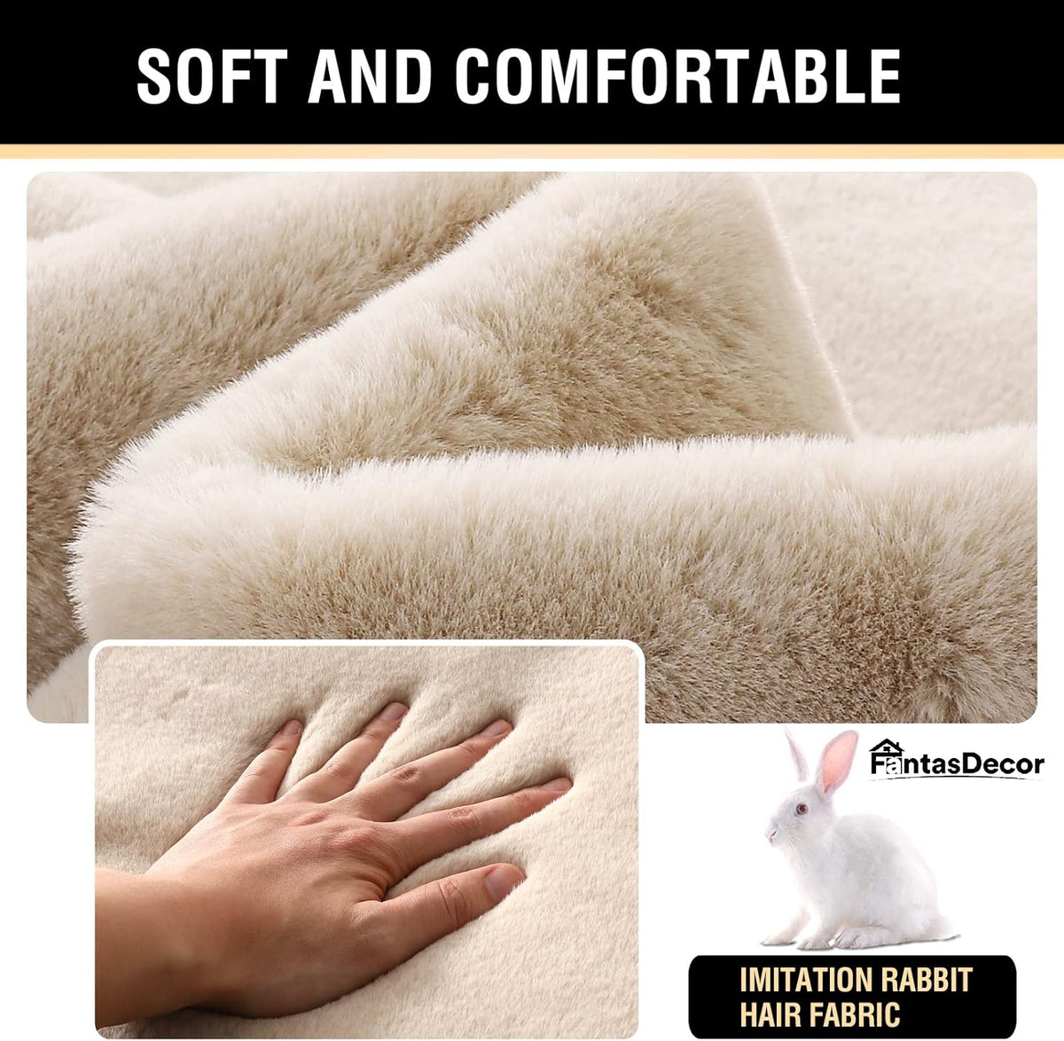 FantasDecor Area Rug Super Soft Faux Fur Rugs Carpets Furry Kids Room Nursery Rug Bedroom Living Room Carpet High Pile Throw Rug Shag Plush Rug for Dorm Room Teen Room Decor