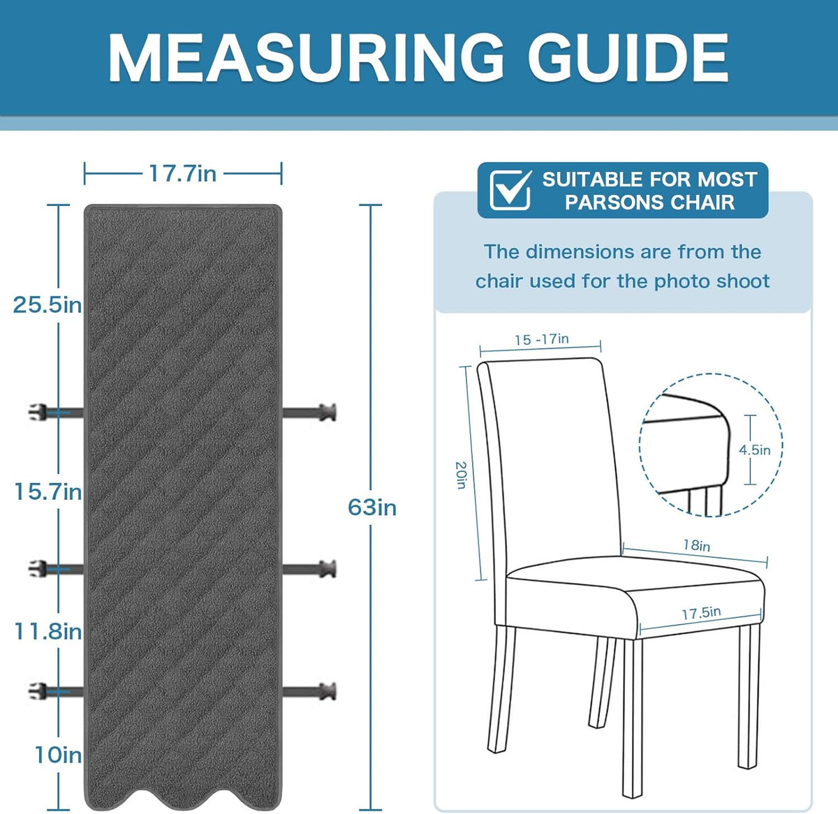 H.VERSAILTEX 100% Waterproof Dining Chair Covers Teddy Fleece Kitchen Chair Covers Parson Chair Slipcovers