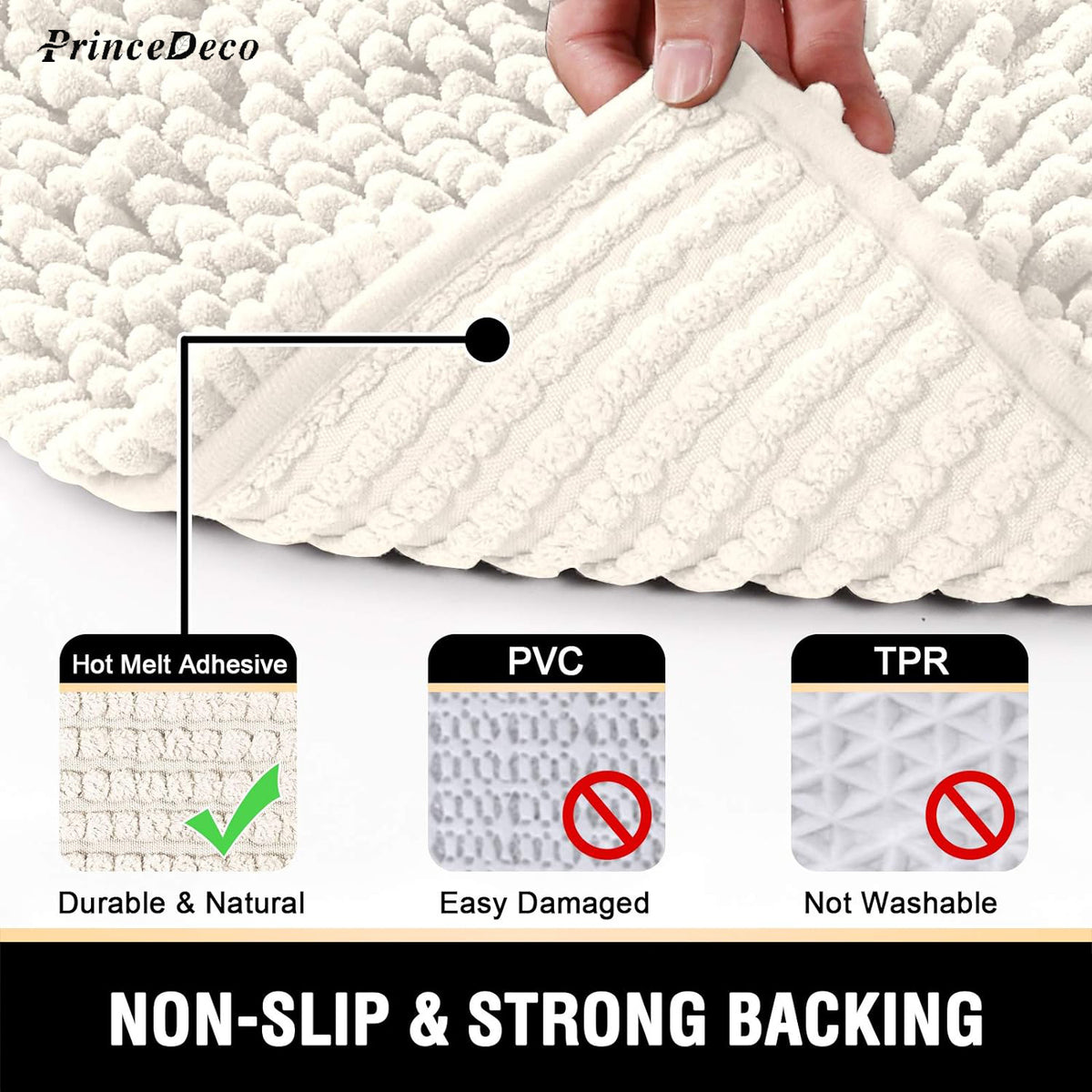 Prince Deco Bathroom Rugs Bath Mats for Bathroom Non Slip Chenille Bathroom Runner Rug Extra Soft and Absorbent Shaggy Rugs Washable Dry Fast Plush Area Carpet Mats for Bath Room