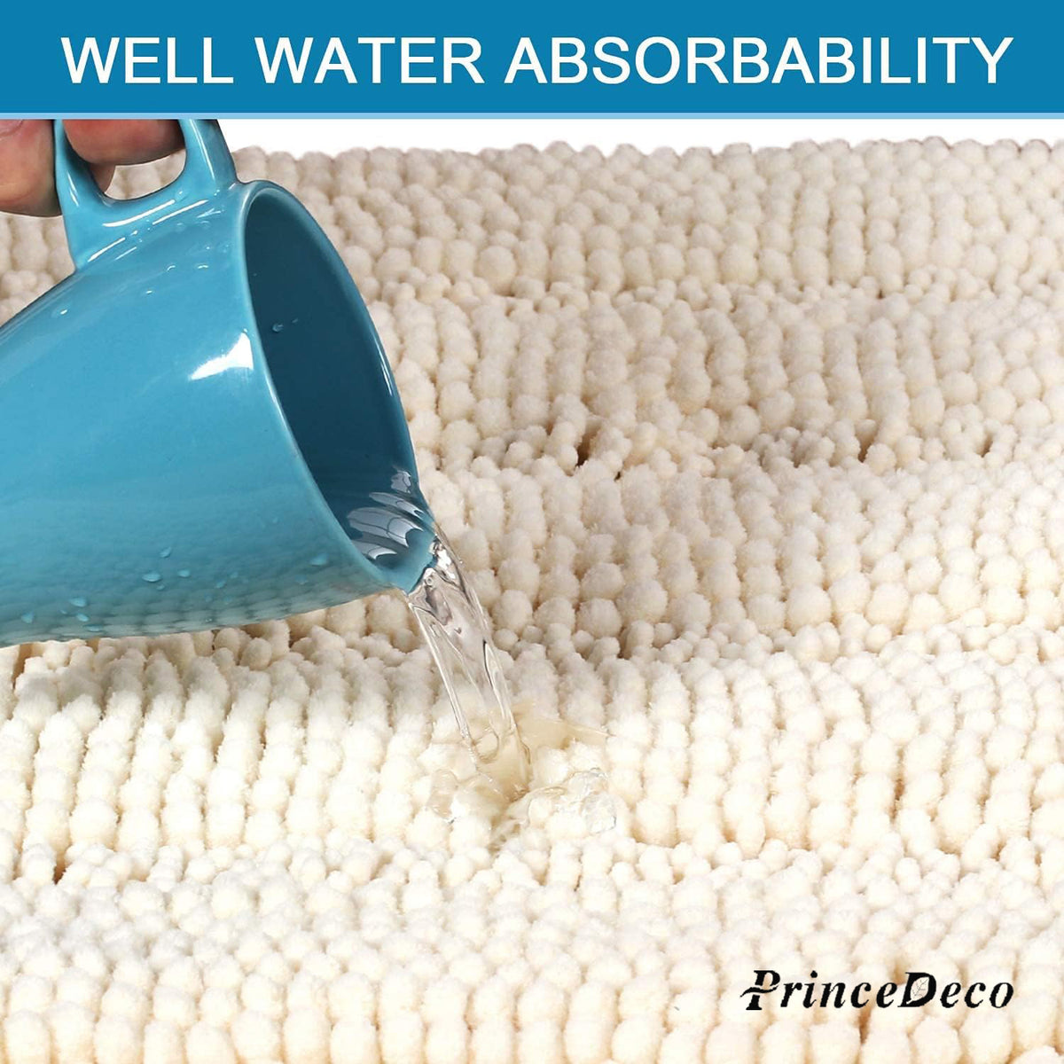 Prince Deco Bathroom Rugs Bath Rugs for Bathroom Non Slip Bath Mats Extra Thick Chenille Striped Rug Absorbent Soft Shaggy Washable Dry Fast Bath Mats for Bathroom Floor