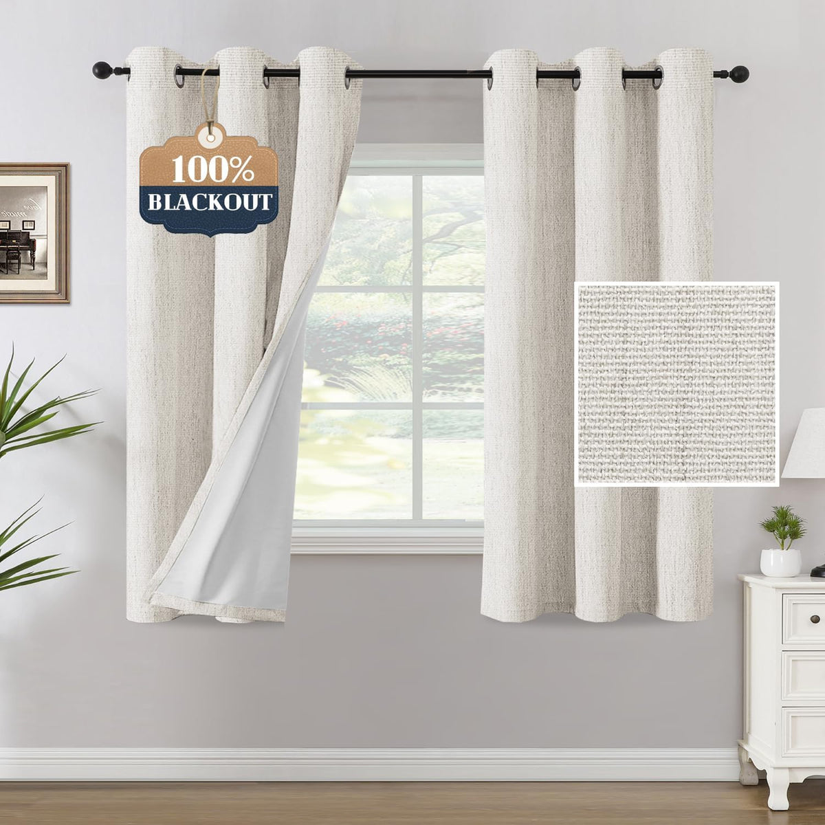 H.VERSAILTEX Chenille Curtains 96 inch Length 2 Panels 100% Blackout Drapes for Bedroom Living Room with White Flocking Coating Back Insulated Anti-Rust Grommet, Heathered Dove Gray(Not Solid)
