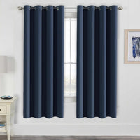 H.VERSAILTEX Stone Blue Blackout Curtains for Bedroom/Living Room 2 Panels Set - Thermal Insulated Room Darkening Grommet Top Blue Curtains