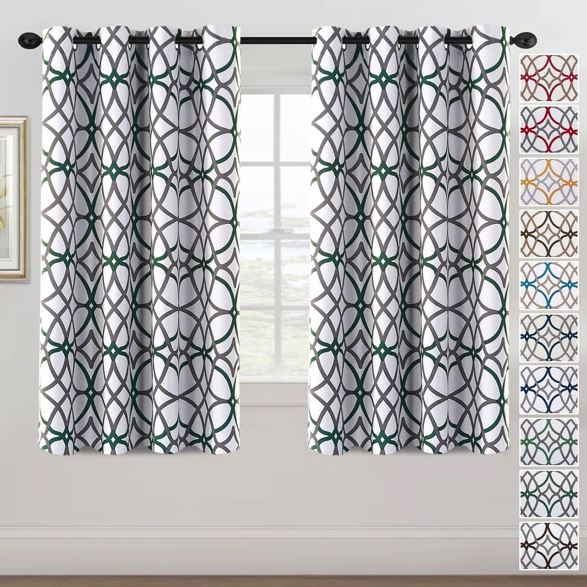 H.VERSAILTEX Blackout Curtains for Bedroom Printed Design 96 Inch Thermal Insulated 2 Panels