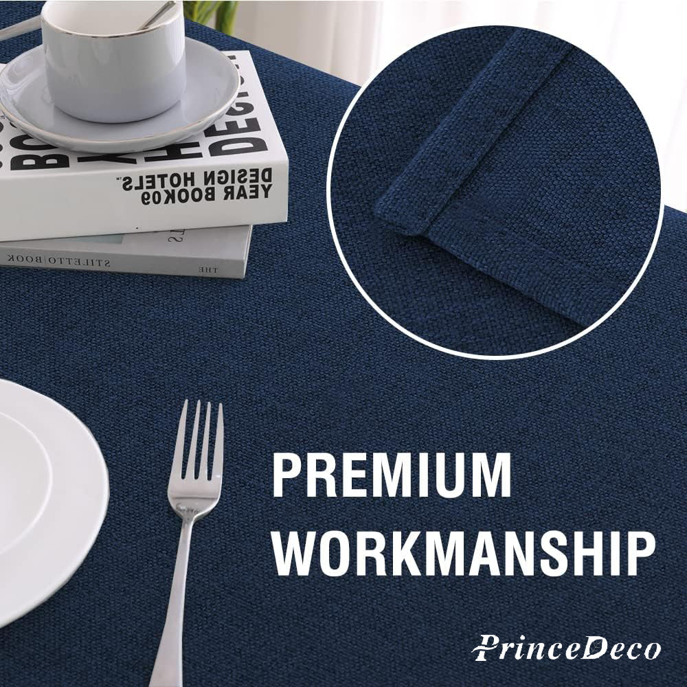 PrinceDeco Linen Textured Tablecloth Square Waterproof Solid Linen Woven Tablecloth Spill-Proof Linen Look Cover for Party Table Feature Extra Soft and Thick Fabric Wrinkle Free-Table linen