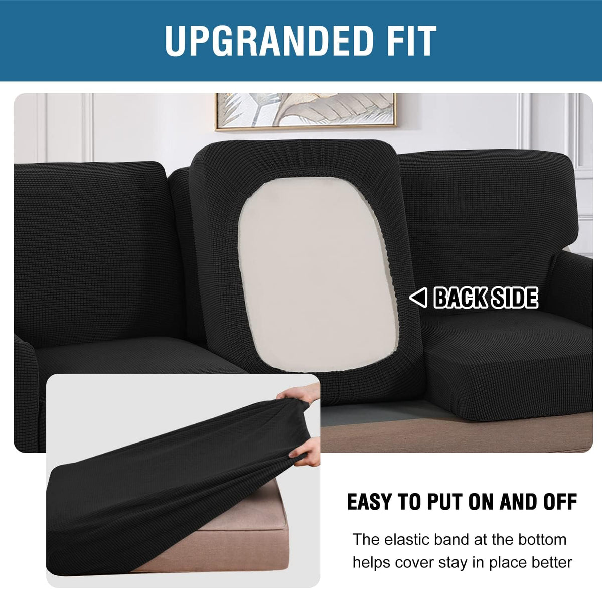 H.VERSAILTEX Multi-Pieces Chair Covers Stretch Couch Covers Form Fitted Seat and Back Cushions Covers