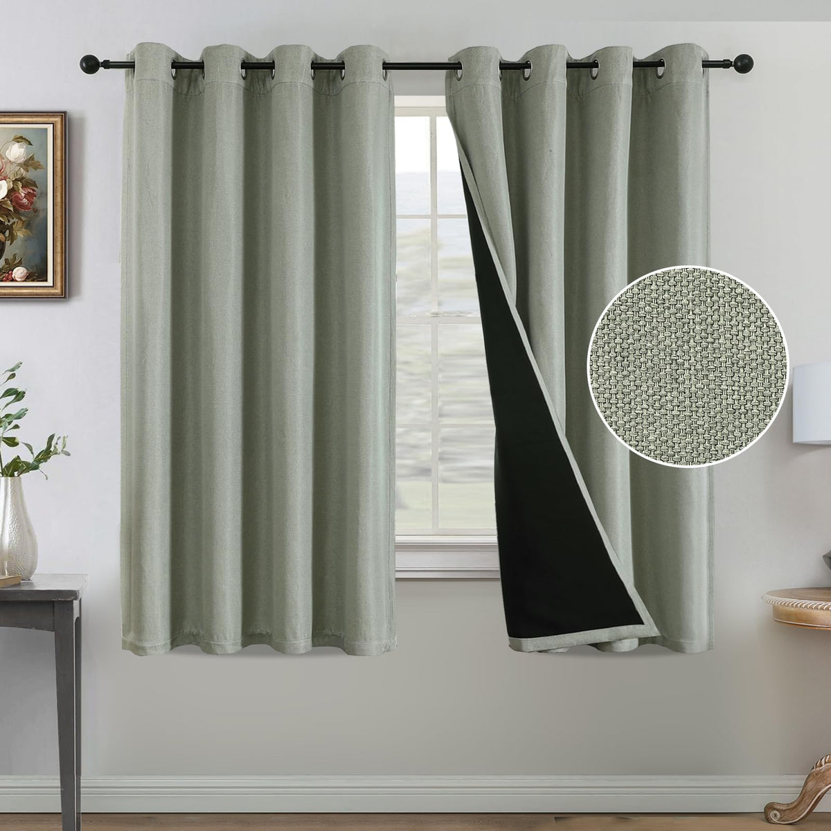 H.VERSAILTEX Farmhouse Boho Curtains for Living Room 90% Blackout Energy Efficient Grommet 2 Panels